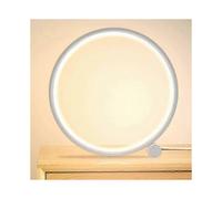 Eye-Caring LED Panel Modern Nightstand Lamp, Circle-Shaped Design with Button Switch for Cozy Ambience, Levitating Desk Lamps with Integrated USB