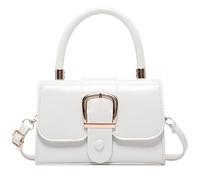Eye Catching Solid Color Handbag Women's Crossbody Bag PU Leather Shoulder Bags Satchel Purse for Various Occasion Casual Shopping Bag, bianco