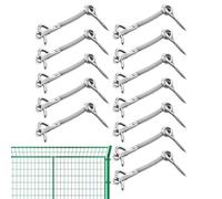 Eye Hook Latch - 12-Pieces Stainless Steel Locking Latches | Spring-Loaded Hardware | For Pool Gate Mesh Fence Bathroom Shed Cabinet Spa Center Outdoor Security Door Window Bolt Fastener Task
