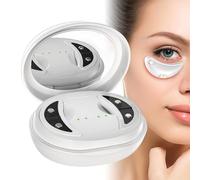 Eye Massager - Rechargeable Red Light Device, Dark Circles, Pulsating Eye Masque, Daily Home Relaxation Gear, Digital Fatigue Relief, White Portable Tool For Office Work Travel Family