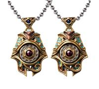Eye of Horus Spinner Pendant Necklace, Rotating Egyptian Inlay Talisman Jewelry, Brass White Bronze Amulet Necklace for Women and Men Unisex
