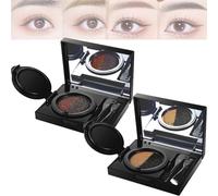 Eyebrow & Eyeliner Cream with Stamp, Double Color Mist Air Cushion Eyebrow Cream, 2 in 1 Waterproof Brow Powder & Eyeliner Cream, Waterproof and Smudge-proof (Mix-2pcs)