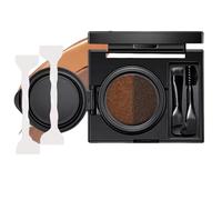 Eyebrow & Eyeliner Cream with Stamp, Double Color Mist Air Cushion Eyebrow Cream, 2 in 1 Waterproof Brow Powder & Eyeliner Cream, Waterproof and Smudge-proof (Brown)
