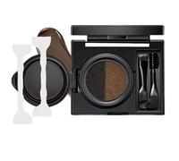 Eyebrow & Eyeliner Cream with Stamp, Double Color Mist Air Cushion Eyebrow Cream, 2 in 1 Waterproof Brow Powder & Eyeliner Cream, Waterproof and Smudge-proof (Gray)