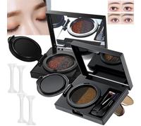 Eyebrow & Eyeliner Cream with Stamp,Multi-functional Double-Headed Eyeliner Stamp,Waterproof Brow Powder & Eyeliner Cream with Double Ended Brush,2 Color Eyebrow Stencil Kit for Women (Mixed)