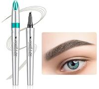 Eyebrow Pencil, 3D Waterproof Microblading Eyebrow Pen 4 Fork Tip Tattoo Pencil, Liquid Waterptoof Microblading Long Lasting Eyebrow Pen,Quickly Creating Natural Eyebrows for Beginners (Dark Brown)