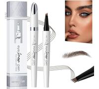 Eyebrow Pencil with 4 Fork Tip, Long-Lasting Eyebrow Smudge-Resistant Pencil Waterproof Brow Pen, 3D Microblading Brow Tint Pens for Makeup Beginners Stays (Dark Brown)