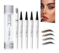 Eyebrow Pencil with 4 Fork Tip, Long-Lasting Eyebrow Smudge-Resistant Pencil Waterproof Brow Pen, 3D Microblading Brow Tint Pens for Makeup Beginners Stays (4 Colors)