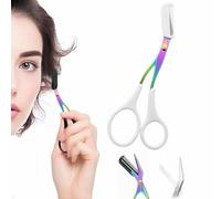 Eyebrow Scissors with Comb,Eyebrow Trimmer Scissor,Precision Eyebrow Trimming Scissors,Upgraded Stainless Steel Portable Non Slip Professional Eyebrow Trimmer for Women (1PC-White)
