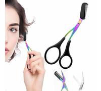 Eyebrow Scissors with Comb,Eyebrow Trimmer Scissor,Precision Eyebrow Trimming Scissors,Upgraded Stainless Steel Portable Non Slip Professional Eyebrow Trimmer for Women (1PC-Black)