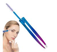 Eyebrow Tweezers With Brush - 2-in-1 Stainless Steel Multifunctional Design | Hair Plucking Tool False Eyelash Applicator | For Travel Outdoor Makeup Grooming Trim Eyebrows Brush Create Double Eyelids