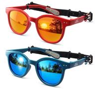 EYEBUDDY Occhiali da sole per bambini per ragazzi e ragazze, età 2-8 anni, polarizzati, protezione UV, bambino piccolo, occhiali da sole, 2 pezzi, occhiali da sole A1, rosso abbagliante e verde scuro