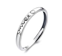 EYEDRESS Anello Con Alfabeto Smile, Anello Aperto Regolabile, Gioielli Da Donna In Argento 925