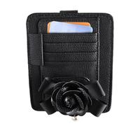 Eyeglasses Hanger Car Visor, Car Sun Visor Storage, Leather Visor Organizer, 12.5x15.5 cm, Multi-Pocket Storage and Ticket Card Clip for SUVs, Trucks, and RVs, White Black and Red