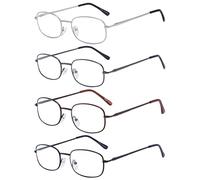 Eyekepper 4 Paia Occhiali da Lettura Montatura in metallo Cerniere a Molla Lettori (1 paio per ogni colore) Diottria 0.50