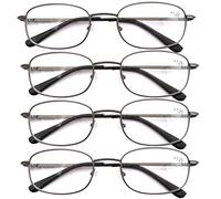 Eyekepper 4 Paia Occhiali da Lettura Montatura in metallo Cerniere a Molla Lettori Gunmetal Diottria 1.75