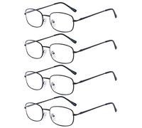 Eyekepper 4 Paia Occhiali da Lettura Montatura in metallo Cerniere a Molla Lettori Nero Diottria 2.75