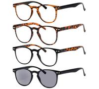 Eyekepper 4 Paia Rotonda Montatura Completa Telaio Ultrasottile Flessibile Occhiali da Lettura Includi una Lente Grigia +0.75