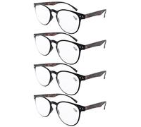 Eyekepper 4 Paia Rotonda Montatura Completa Telaio Ultrasottile Flessibile Occhiali da Lettura Nero/Tartaruga +2.50