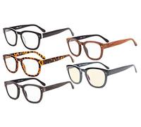 Eyekepper 5-Pack Occhiali da Lettura Professore Stile Vintage Primavera Cerniere Arms incluso Occhiali Computer +0.50