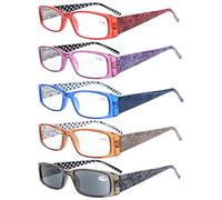 Eyekepper 5 Paia Occhiali da Lettura Aste Reticolo di Fiore per Donne Lettori in Plastica Include uno Lenti Grigio per Sole Colore Misti Diottria 2.50