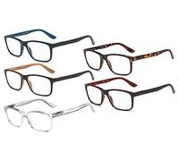 Eyekepper 5 Paia Occhiali da Lettura Classici Montatura Rettangolare in Plastica Leggera Cerniere a Molla per Uomo Donna Misti (Uno per ogni colore, +0.75)