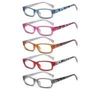 Eyekepper 5 Paia Occhiali da Lettura da Donna dal Design Senza Metallo, Cerniere a Molla Senza Viti, Ausili per La Lettura da Donna +1.00