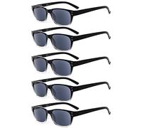 Eyekepper 5 Paia Occhiali da Lettura Vintage Lettori per Leggere Uomo Donna Lenti Grigio per Sole Primavera Cerniere Nero/Trasparente Diottria 3.00
