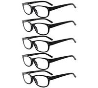 Eyekepper 5 Paia Occhiali da Lettura Vintage Lettori per Leggere Uomo Donna Lenti Trasparente Primavera Cerniere Nero Diottria 0.75