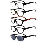 Eyekepper 5 Paia Occhiali da Lettura Vintage Lettori per Leggere Uomo Donna Primavera Cerniere Include una Lenti Grigio per Sole Misti Diottria