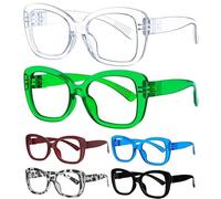 Eyekepper 6 confezioni di occhiali da lettura che bloccano la luce blu senza viti a molla metalliche per computer, per donne e signore +1.00