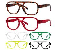 Eyekepper 6 Paia Pilota Occhiali da Lettura Cerniere a Molla Senza Metallo Senza Viti Lettori per Donna Uomo Grande Montatura +3.50