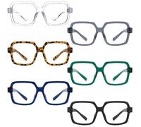 Eyekepper Occhiali Anti Luce Blu da Lettura e Computer Uomo, 6 Pezzi, Senza Metallo e Viti, Cerniere a Molla, Montatura Quadrata Grande +2.00