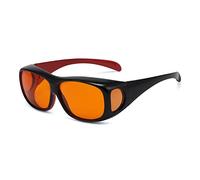 Eyekepper Riduzione della Luce Blu 100%, Sovraocchiali Computer Grande Anti-Luce Blu blocco con Lenti Trasparenti Anti-riflettente, Montatura Nera Rossa