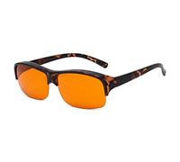 Eyekepper Sovraocchiali Anti-blu luce 100% Bloccando, Sopra gli Occhiali da Lettura e da Vista con Lente Aggiuntiva di Ambra, Montatura Tartaruga