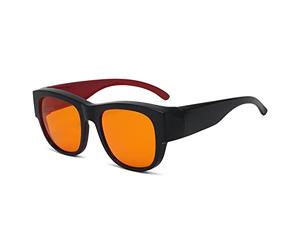 Eyekepper Sovraocchiali Computer Anti-Luce blu 100%, Grandi Adattarsi Sopra Occhiali da lettura e da Vista con Lente Aggiuntiva di Ambra Migliore a Dormire, Montatura Nera Rossa