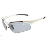 Eyekepper TR90 occhiali da sole metà-montatura di sport infrangibile Occhiali bifocale da sole per baseball in esecuzione pesca guida golf softball escursionismo Montatura bianca Lente grigia +2.25