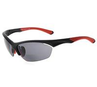 Eyekepper TR90 sport occhiali da sole bifocale Baseball in esecuzione pesca guida Golf Softball escursionismo mezza montatura occhiali (Telaio Nero Tempio Rosso, + 2.50)