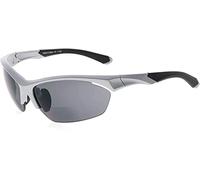 Eyekepper TR90 sport occhiali da sole bifocale Baseball in esecuzione pesca guida Golf Softball escursionismo mezza montatura occhiali (Argento Perlato, + 1.25)