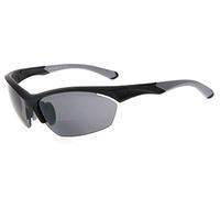 Eyekepper TR90 sport occhiali da sole bifocale Baseball in esecuzione pesca guida Golf Softball escursionismo mezza montatura occhiali (Telaio Nero Tempio Grigio, + 1.00)