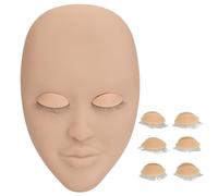 Eyelash Extension Face Mannequin 3 Pairs Removable Eyelids Single Layer Lash Extension Face Model (Colore della pelle)