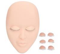 Eyelash Extension Face Mannequin 3 Pairs Removable Eyelids Single Layer Lash Extension Face Model (Rosa)