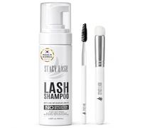 Eyelash Extension Shampoo Stacy Lash + Brush / 3.38 fl.oz / 100ml / Eyelid Foaming Cleanser/Wash for Extensions & Natural Lashes/Safe Makeup Remover/Supplies for Professional & Self Use