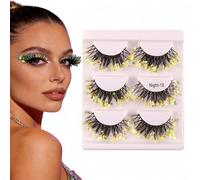 Eyelash Strips | 3 Pair Glitter Curled Eye Make Up Supplies | Fake Eye Lashes,for Stage Carnival Party Festival Performance Club Women Girls