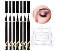 Eyeliner Da 7 Pezzi E 1 Set Di Modelli Di Trucco Per Gli Occhi, Strumenti Per Il Trucco, Eyeliner Impermeabile, Strumenti Ausiliari Per Il Trucco Degli Occhi, Facili Da Usare.