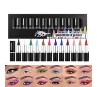 Eyeliner in gel resistente all'acqua e eyeliner a barra, crema per gli occhi con colore opaco naturale | 12 x Eye Liner crema naturale impermeabile e antimacchia per eyeliner e ombreggiatura