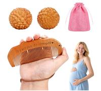 EYEOO Kit di 4 pettini per il parto e palla da massaggio per agopressione, regali per mamme, accessori essenziali per il lavoro e la consegna, pettine in legno per la gravidanza, regalo indispensabile