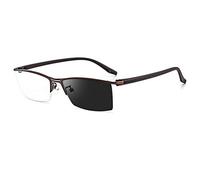 EYEphd 2021 Occhiali da Lettura da Esterno da Uomo fotocromatici, Occhiali da Sole con Lenti asferiche 1,56 in Resina/Montatura in Metallo Anti-UV ingrandimento da +1,0 a +3,0,Marrone,+2.5