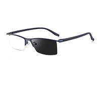 EYEphd 2021 Occhiali da Lettura da Esterno da Uomo fotocromatici, Occhiali da Sole con Lenti asferiche 1,56 in Resina/Montatura in Metallo Anti-UV ingrandimento da +1,0 a +3,0,Blu,+2.5