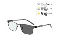 EYEPHD Uomo Metallo Business Outdoor Occhiali da Lettura fotocromatici, 1,56 Occhiali da Sole in Resina asferica con Lenti ultraviolette,02,+2.0